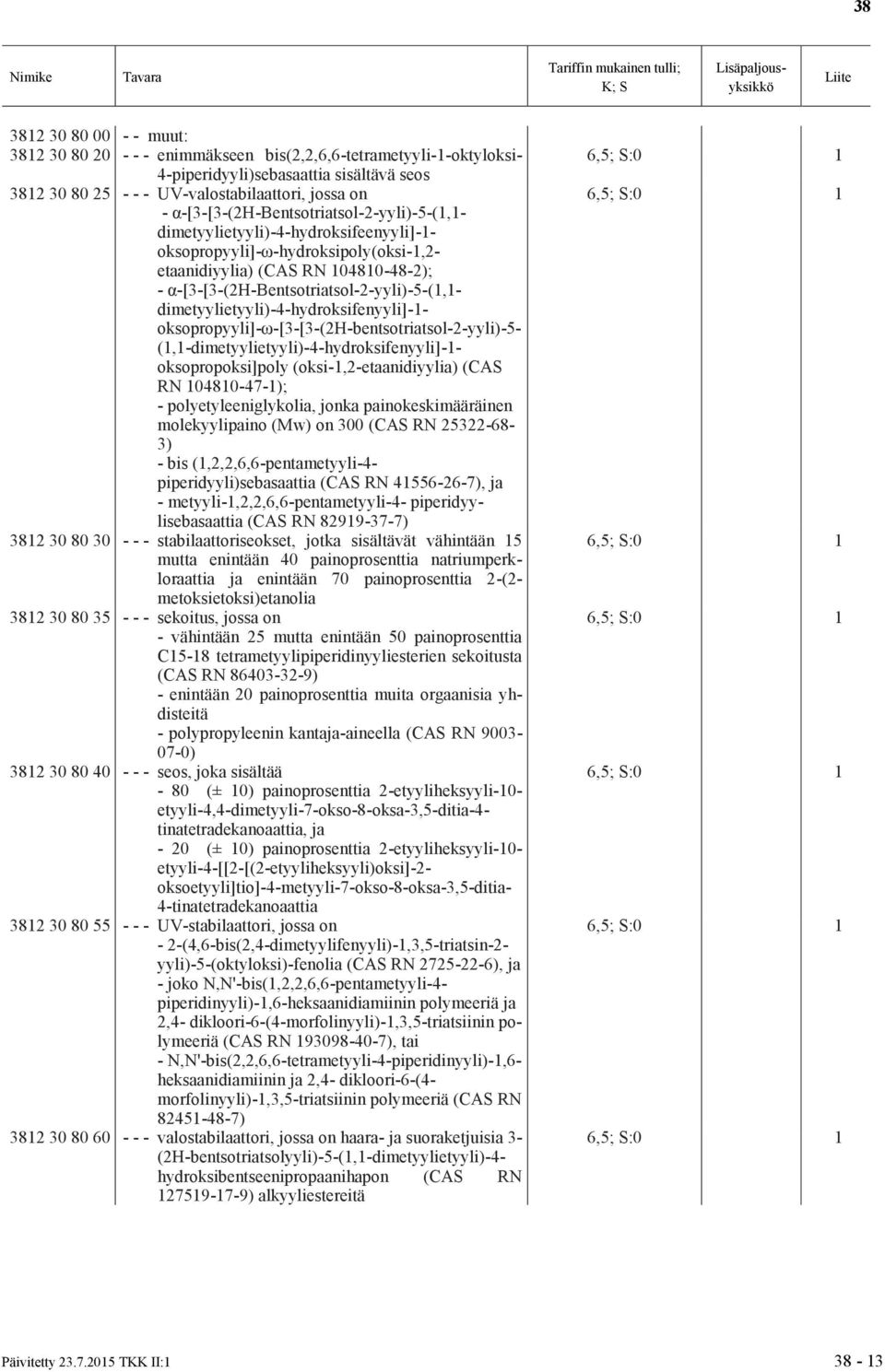 α-[3-[3-(2h-bentsotriatsol-2-yyli)-5-(1,1- dimetyylietyyli)-4-hydroksifenyyli]-1- oksopropyyli]-ω-[3-[3-(2h-bentsotriatsol-2-yyli)-5- (1,1-dimetyylietyyli)-4-hydroksifenyyli]-1- oksopropoksi]poly