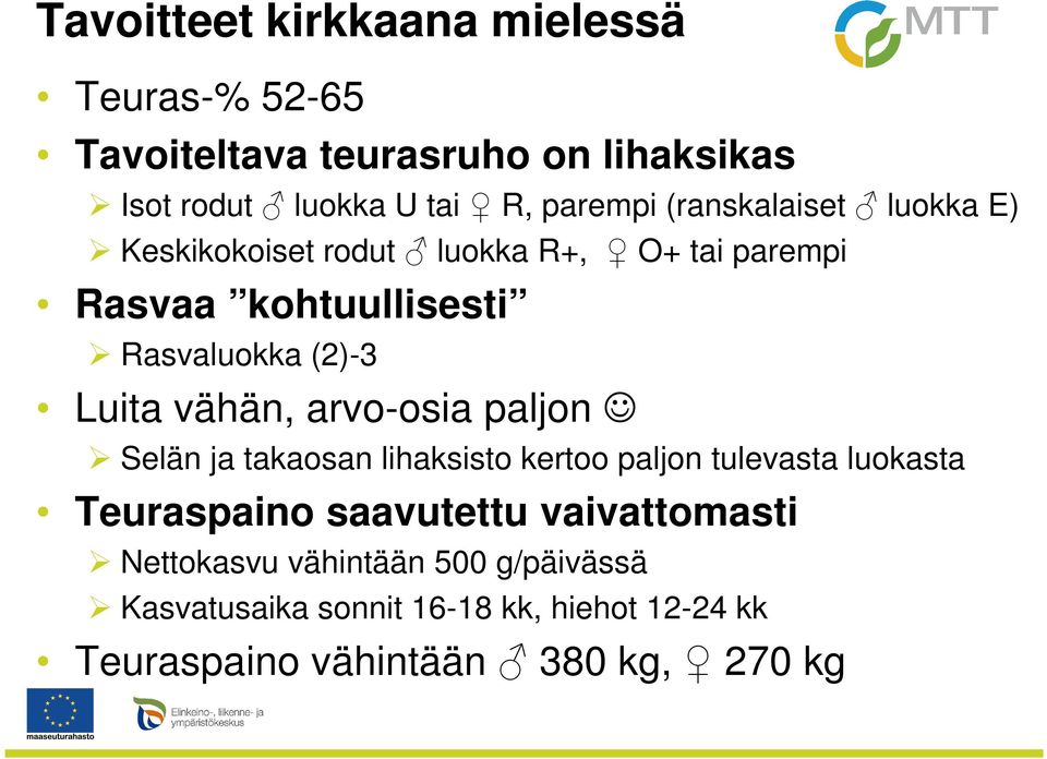 vähän, arvo-osia paljon Selän ja takaosan lihaksisto kertoo paljon tulevasta luokasta Teuraspaino saavutettu