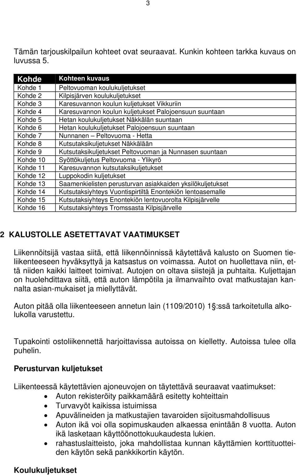 Karesuvannon koulun kuljetukset Vikkuriin Karesuvannon koulun kuljetukset Palojoensuun suuntaan Hetan koulukuljetukset Näkkälän suuntaan Hetan koulukuljetukset Palojoensuun suuntaan Nunnanen