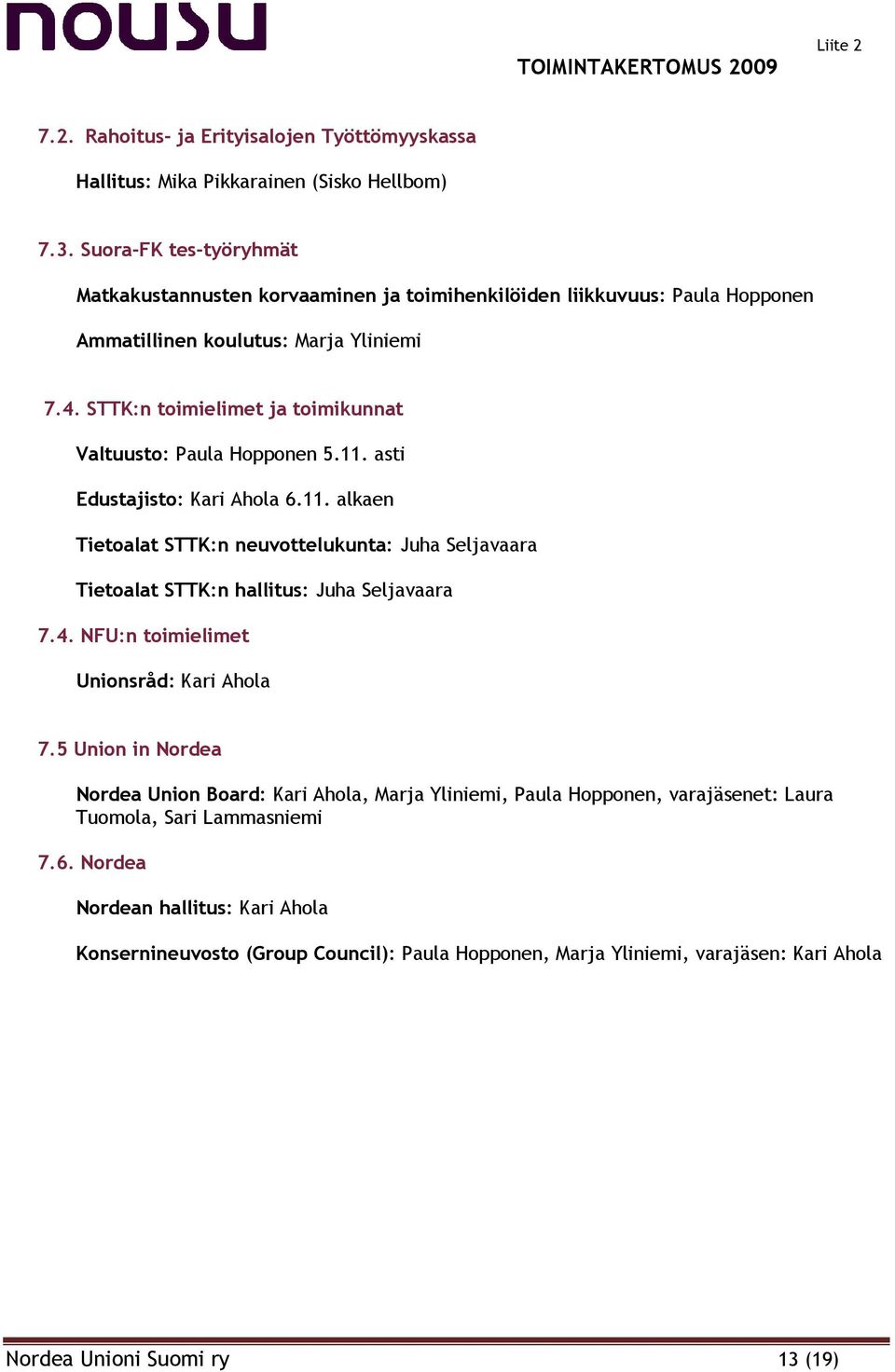 STTK:n toimielimet ja toimikunnat Valtuusto: Paula Hopponen 5.11. asti Edustajisto: Kari Ahola 6.11. alkaen Tietoalat STTK:n neuvottelukunta: Juha Seljavaara Tietoalat STTK:n hallitus: Juha Seljavaara 7.