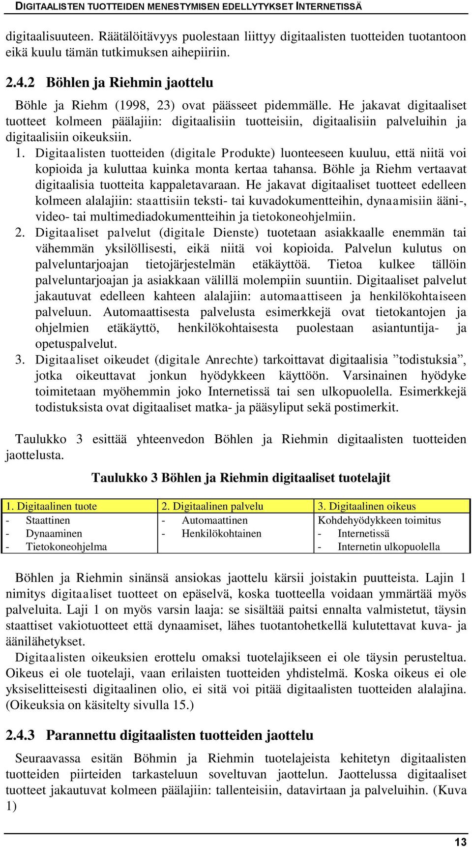 He jakavat digitaaliset tuotteet kolmeen päälajiin: digitaalisiin tuotteisiin, digitaalisiin palveluihin ja digitaalisiin oikeuksiin. 1.