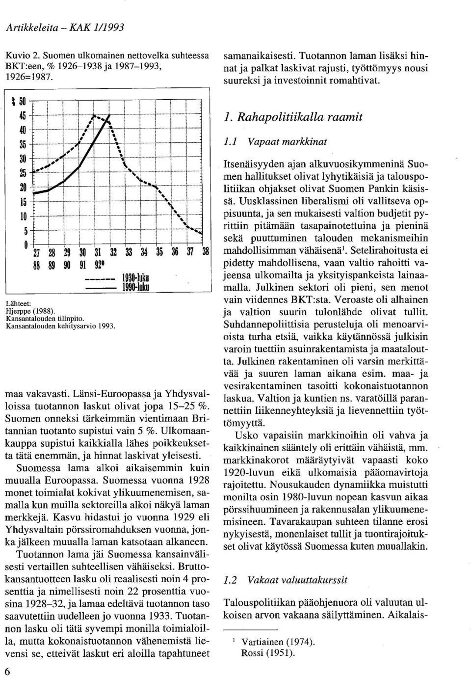 Länsi-Euroopassa ja Yhdysvalloissa tuotannon laskut olivat jopa 15-25 %. Suomen onneksi tärkeimmän vientimaan Britannian tuotanto supistui vain 5 %.