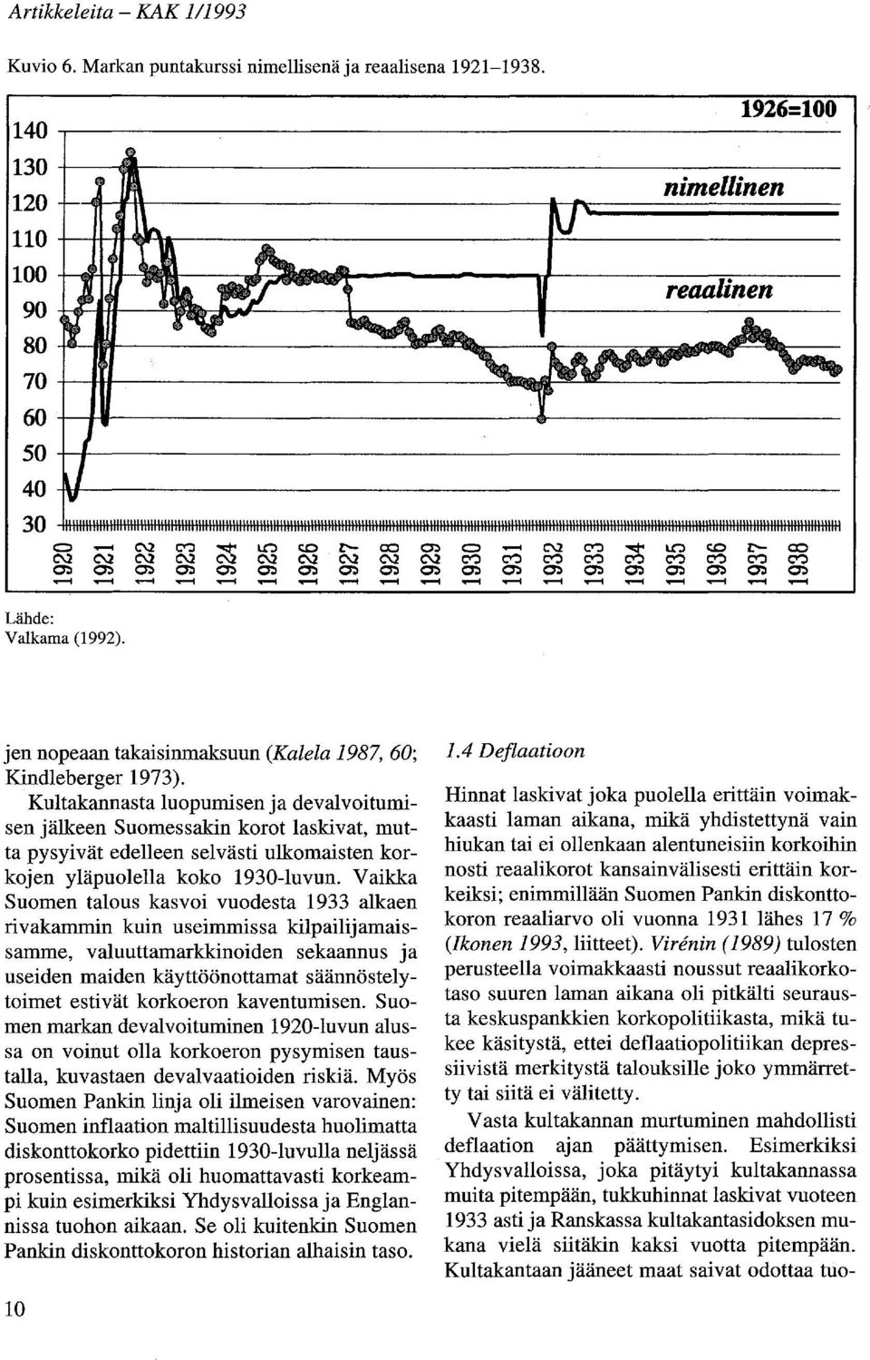 Kultakannasta luopumisen ja devalvoitumisen jälkeen Suomessakin korot laskivat, mutta pysyivät edelleen selvästi ulkomaisten korkojen yläpuolella koko 1930-luvun.