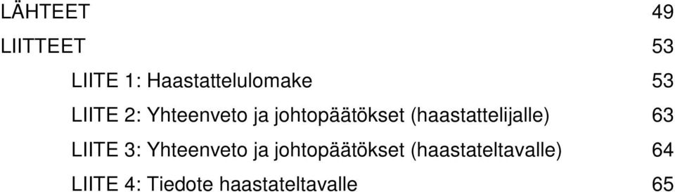 (haastattelijalle) 63 LIITE 3: Yhteenveto ja