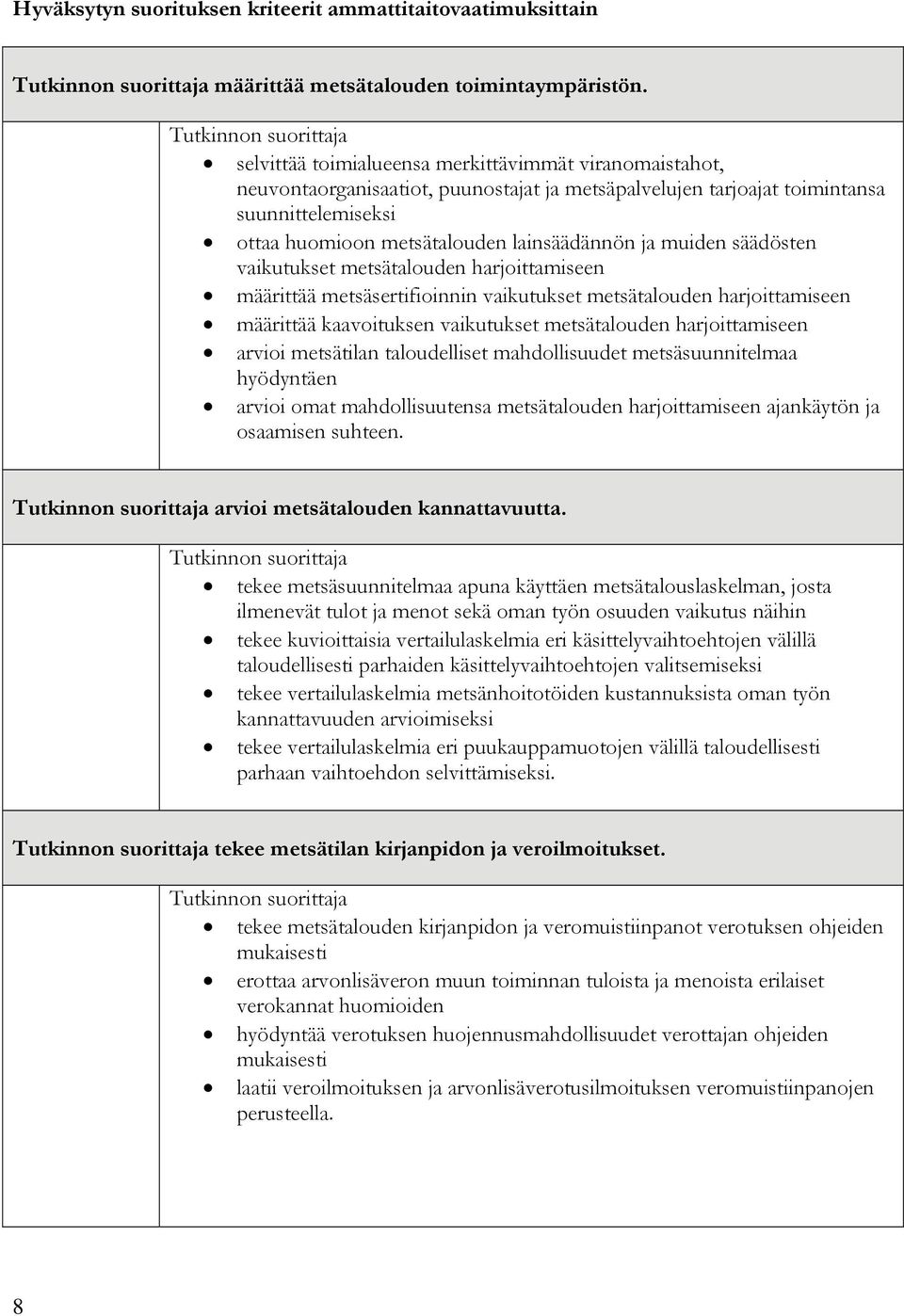 muiden säädösten vaikutukset metsätalouden harjoittamiseen määrittää metsäsertifioinnin vaikutukset metsätalouden harjoittamiseen määrittää kaavoituksen vaikutukset metsätalouden harjoittamiseen