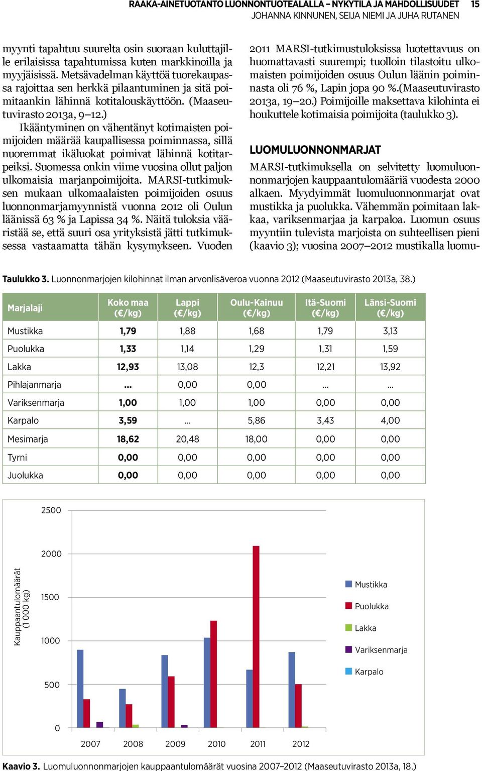 ) Ikääntyminen on vähentänyt kotimaisten poimijoiden määrää kaupallisessa poiminnassa, sillä nuoremmat ikäluokat poimivat lähinnä kotitarpeiksi.