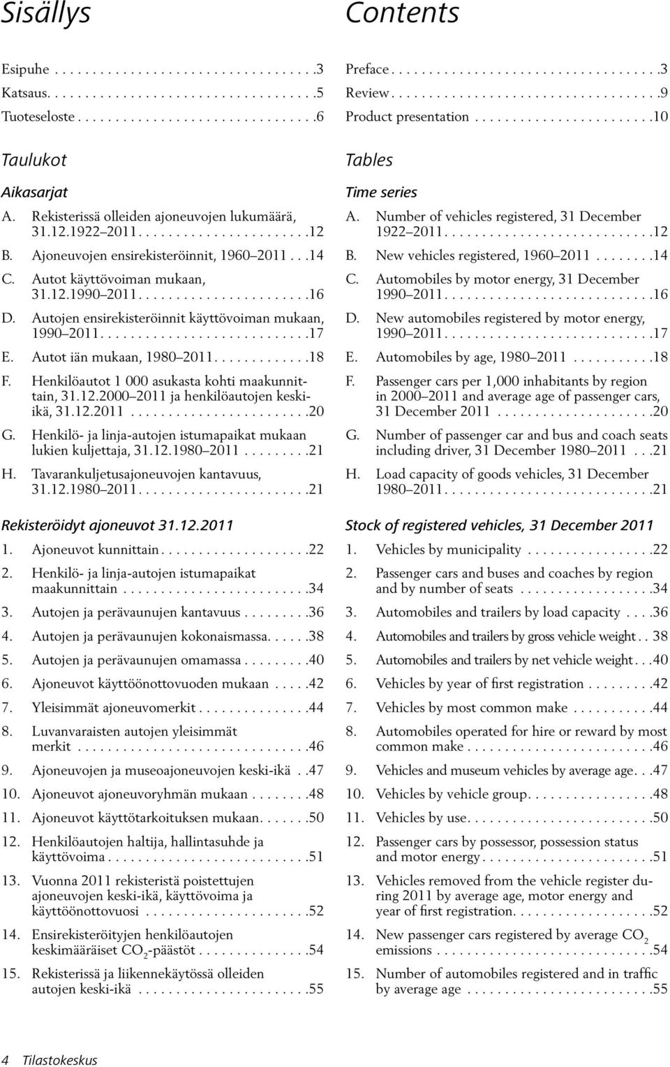 Autojen ensirekisteröinnit käyttövoiman mukaan, 1990 2011............................17 E. Autot iän mukaan, 1980 2011.............18 F. Henkilöautot 1 000 asukasta kohti maakunnittain, 31.12.