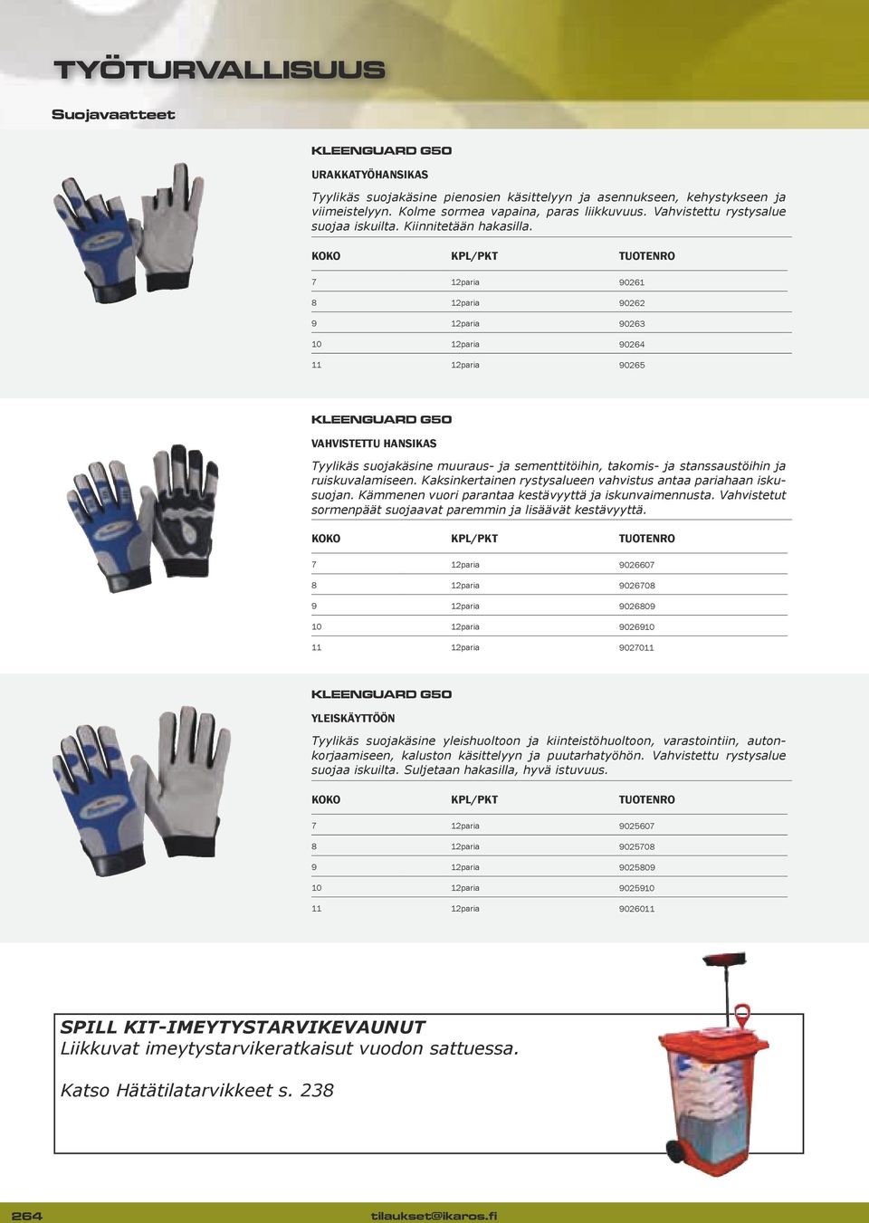 7 12paria 90261 8 12paria 90262 9 12paria 90263 10 12paria 90264 11 12paria 90265 KLEENGUARD G50 VAHVISTETTU HANSIKAS Tyylikäs suojakäsine muuraus- ja sementtitöihin, takomis- ja stanssaustöihin ja