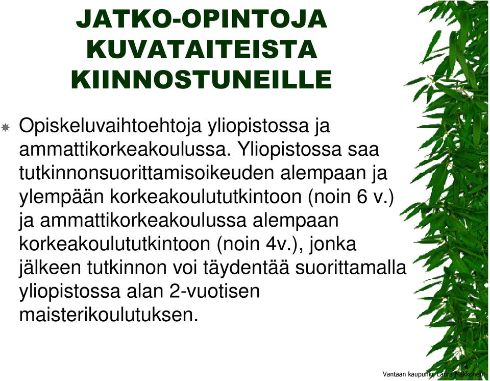 Yliopistossa saa tutkinnonsuorittamisoikeuden alempaan ja ylempään korkeakoulututkintoon