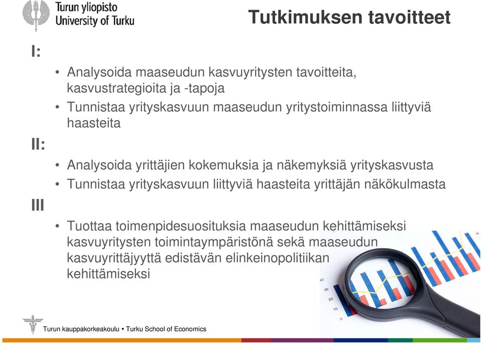 yrityskasvusta Tunnistaa yrityskasvuun liittyviä haasteita yrittäjän näkökulmasta Tuottaa toimenpidesuosituksia