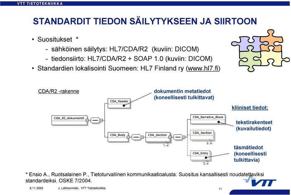 fi) CDA/R2 rakenne dokumentin metatiedot (koneellisesti tulkittavat) kliiniset tiedot: tekstirakenteet (kuvailutiedot) täsmätiedot