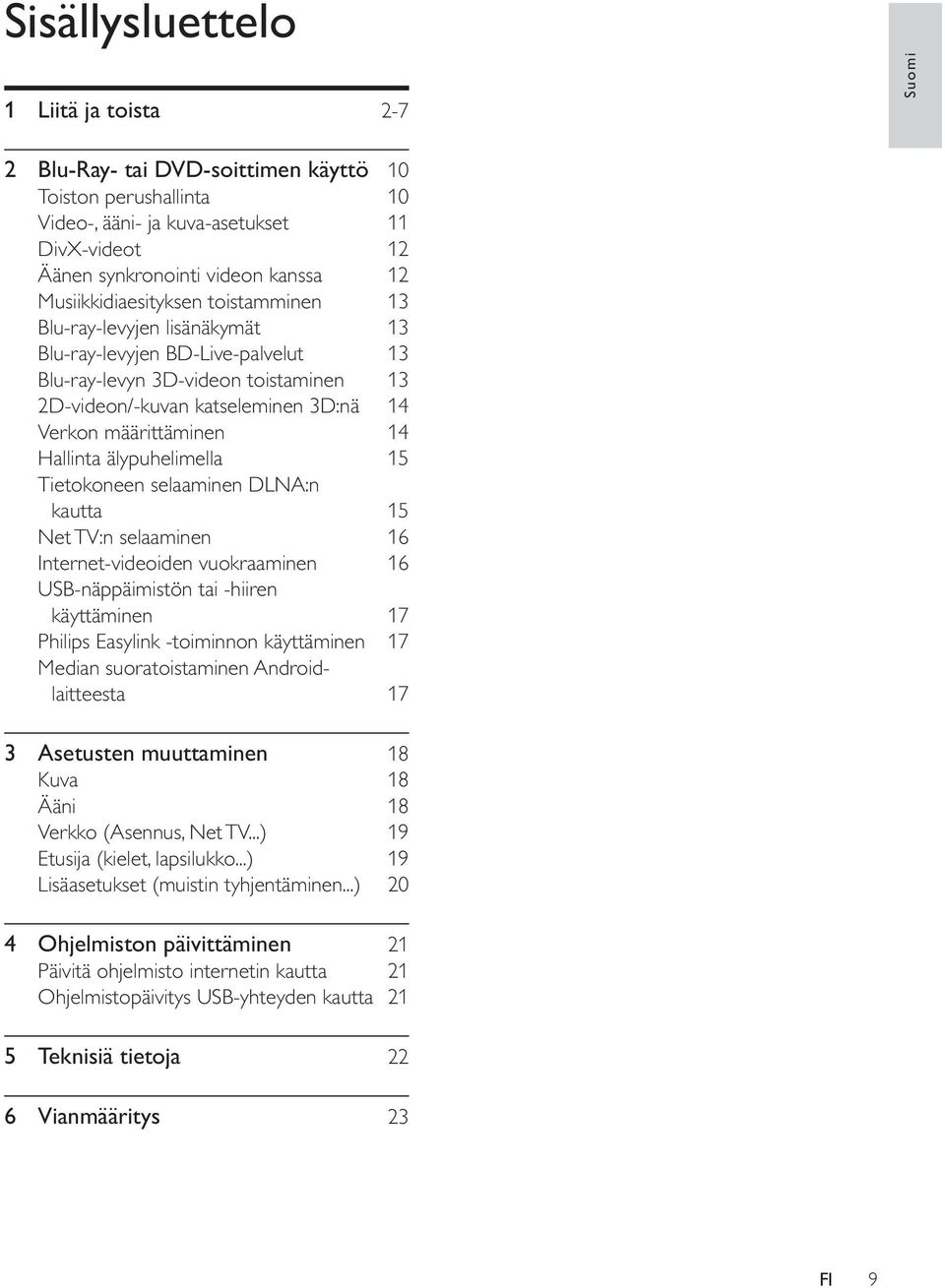 määrittäminen 14 Hallinta älypuhelimella 15 Tietokoneen selaaminen DLNA:n kautta 15 Net TV:n selaaminen 16 Internet-videoiden vuokraaminen 16 USB-näppäimistön tai -hiiren käyttäminen 17 Philips