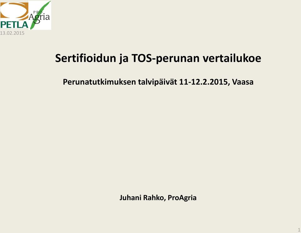 TOS-perunan vertailukoe