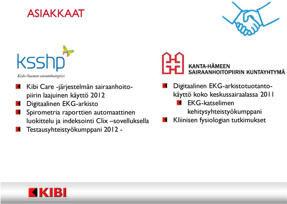 sovelluksella Testausyhteistyökumppani 2012 - Digitaalinen EKG-arkistotuotantokäyttö