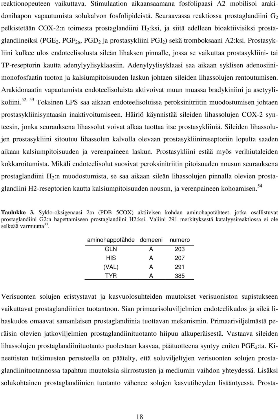 ) sekä tromboksaani A2:ksi. Prostasykliini kulkee ulos endoteelisolusta sileän lihaksen pinnalle, jossa se vaikuttaa prostasykliini- tai TP-reseptorin kautta adenylyylisyklaasiin.