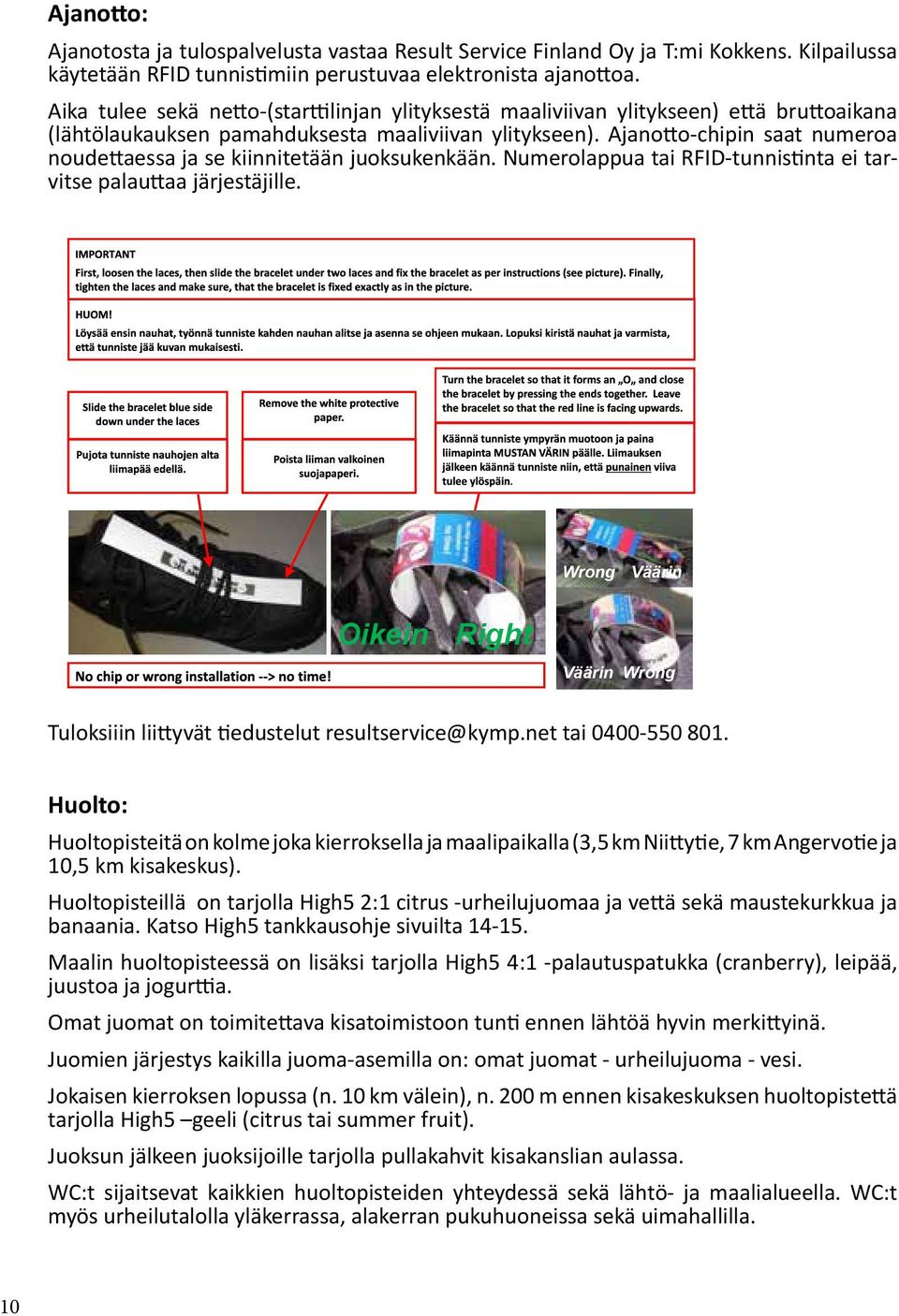 Ajanotto-chipin saat numeroa noudettaessa ja se kiinnitetään juoksukenkään. Numerolappua tai RFID-tunnistinta ei tarvitse palauttaa järjestäjille.