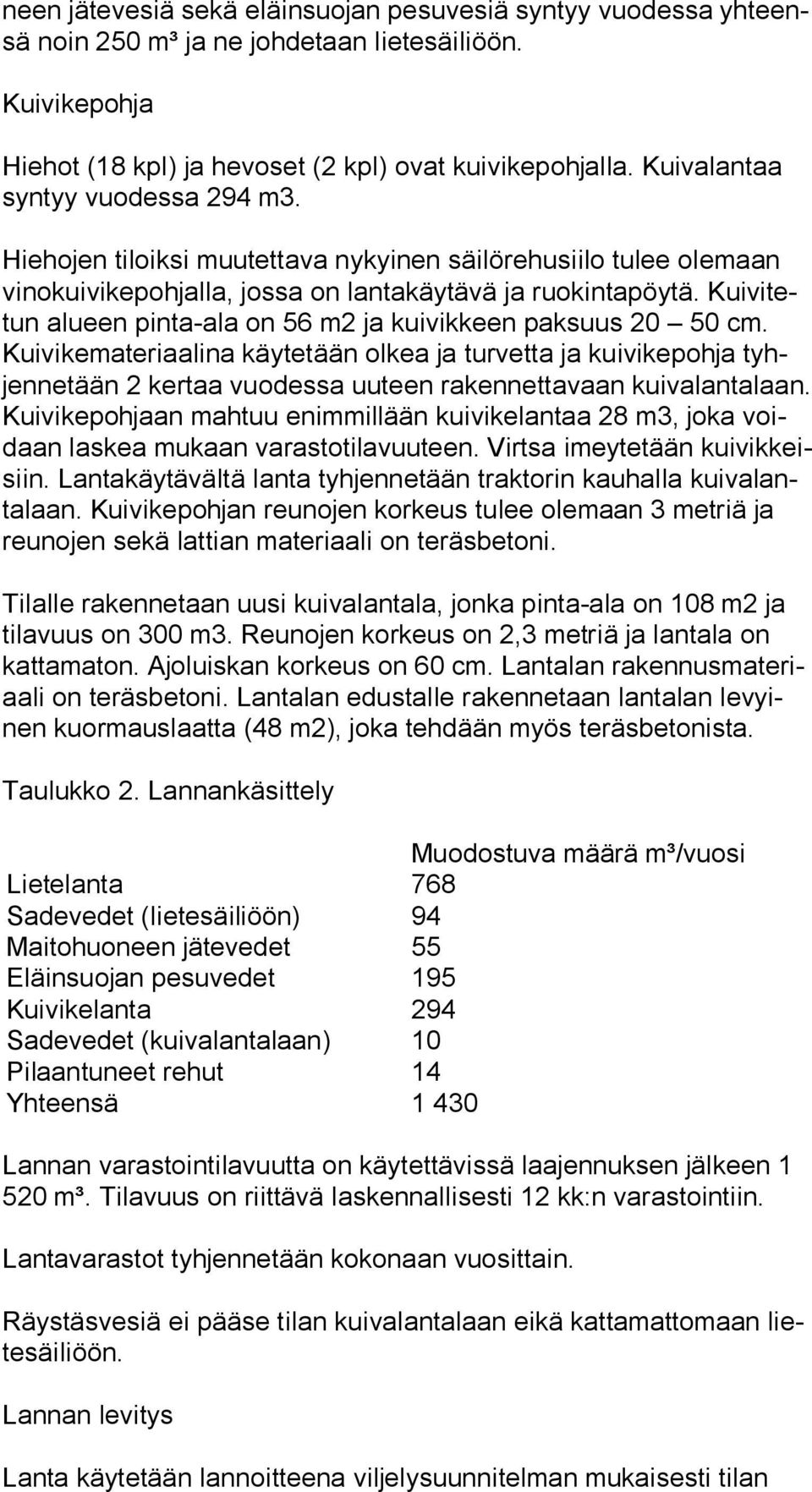 Kui vi tetun alueen pinta-ala on 56 m2 ja kuivikkeen paksuus 20 50 cm.