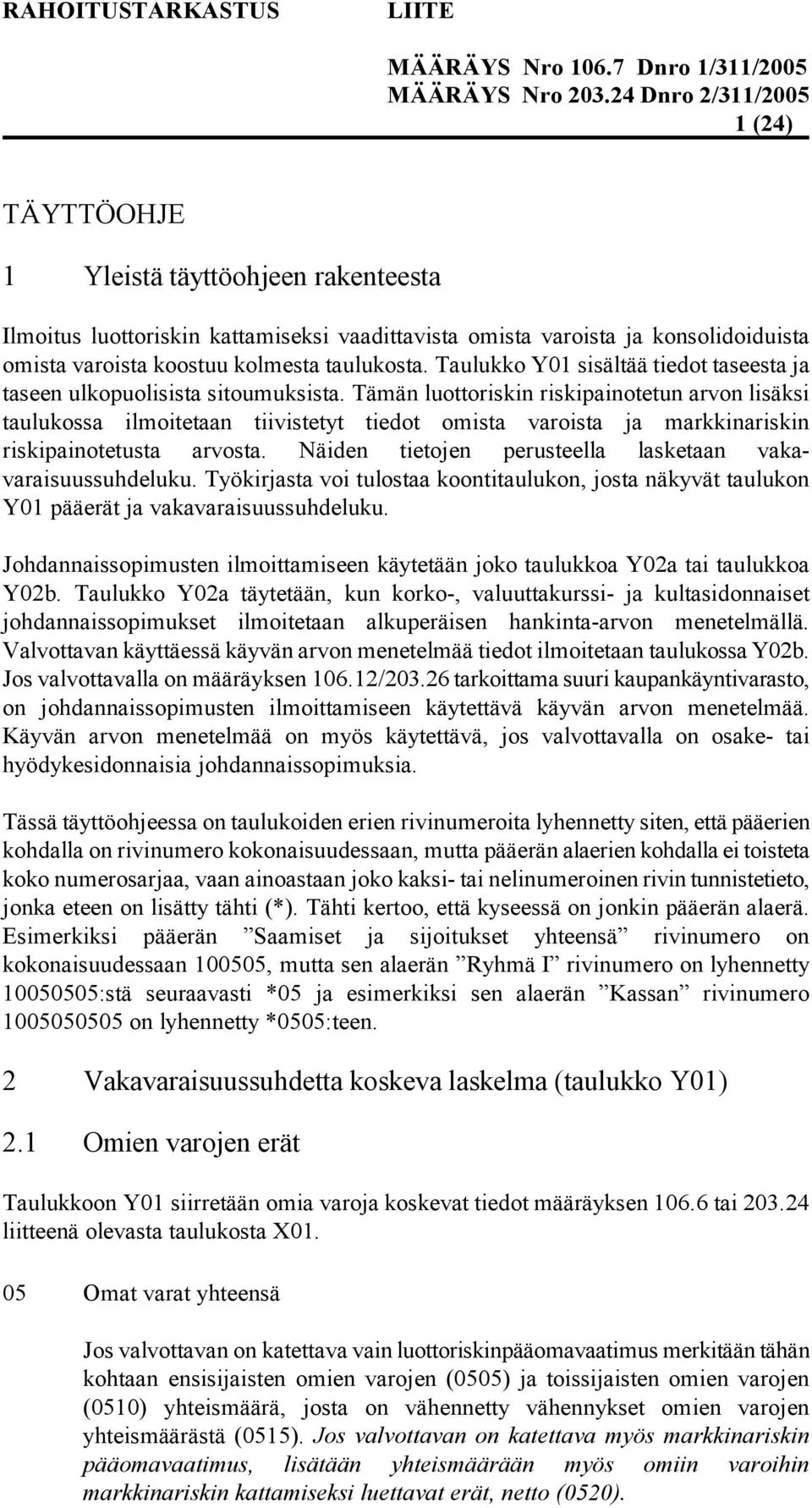 Tämän luottoriskin riskipainotetun arvon lisäksi taulukossa ilmoitetaan tiivistetyt tiedot omista varoista ja markkinariskin riskipainotetusta arvosta.