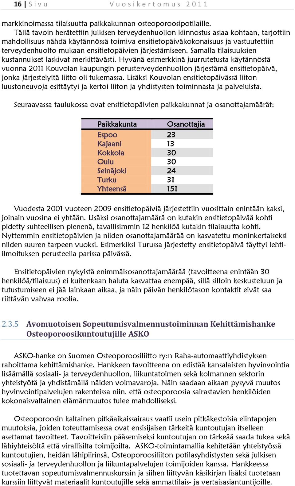 ensitietopäivien järjestämiseen. Samalla tilaisuuksien kustannukset laskivat merkittävästi.