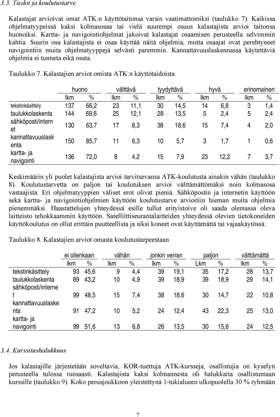 Suurin osa kalastajista ei osaa käyttää näitä ohjelmia, mutta osaajat ovat perehtyneet navigointiin muita ohjelmatyyppejä selvästi paremmin.