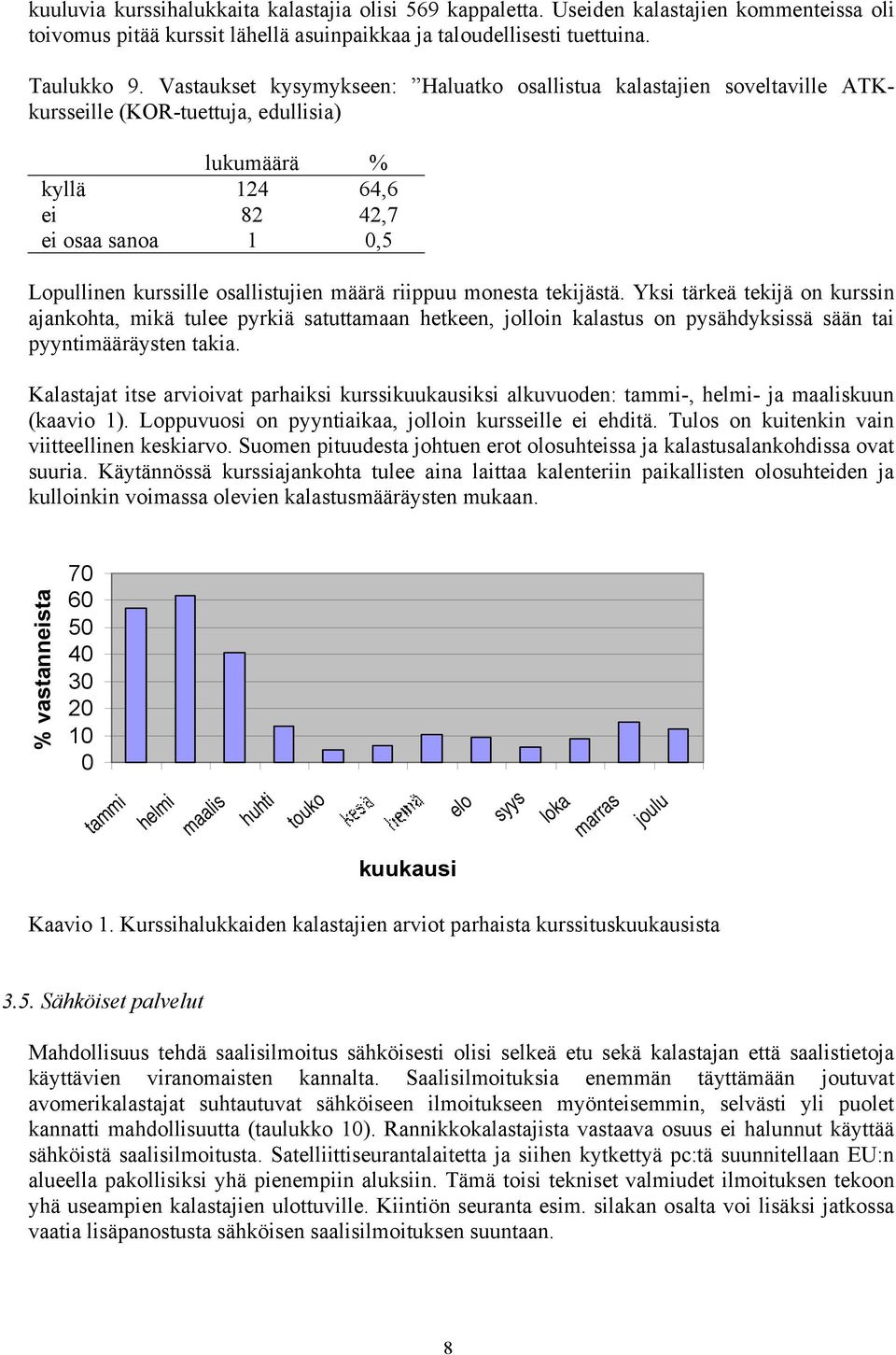 osallistujien määrä riippuu monesta tekijästä. Yksi tärkeä tekijä on kurssin ajankohta, mikä tulee pyrkiä satuttamaan hetkeen, jolloin kalastus on pysähdyksissä sään tai pyyntimääräysten takia.