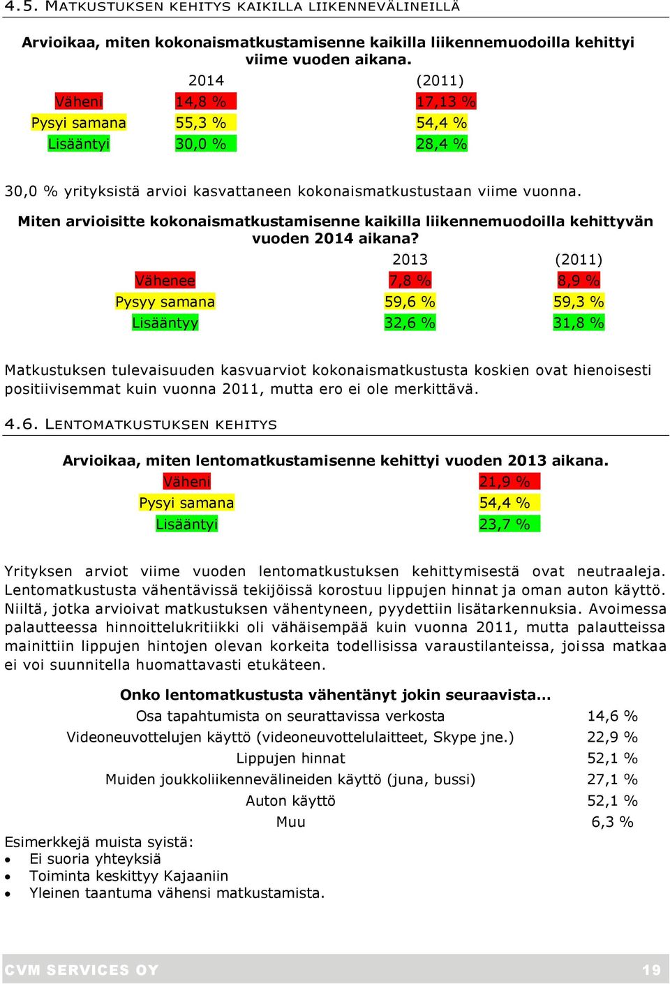 Miten arvioisitte kokonaismatkustamisenne kaikilla liikennemuodoilla kehittyvän vuoden 2014 aikana?