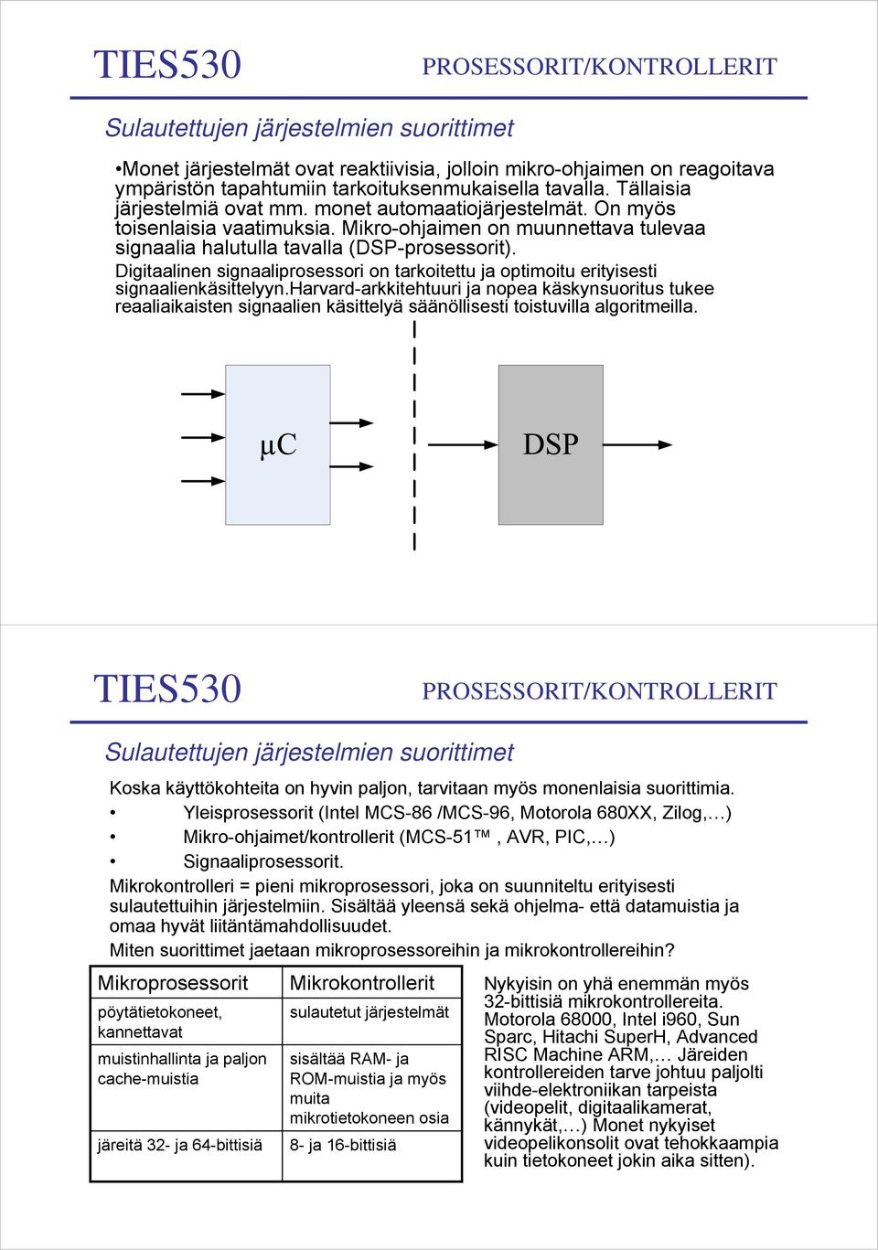 Digitaalinen signaaliprosessori on tarkoitettu ja optimoitu erityisesti signaalienkäsittelyyn.