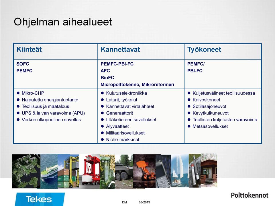 Laturit, työkalut Kannettavat virtalähteet Generaattorit Lääketieteen sovellukset Älyvaatteet Militaarisovellukset Niche-markkinat