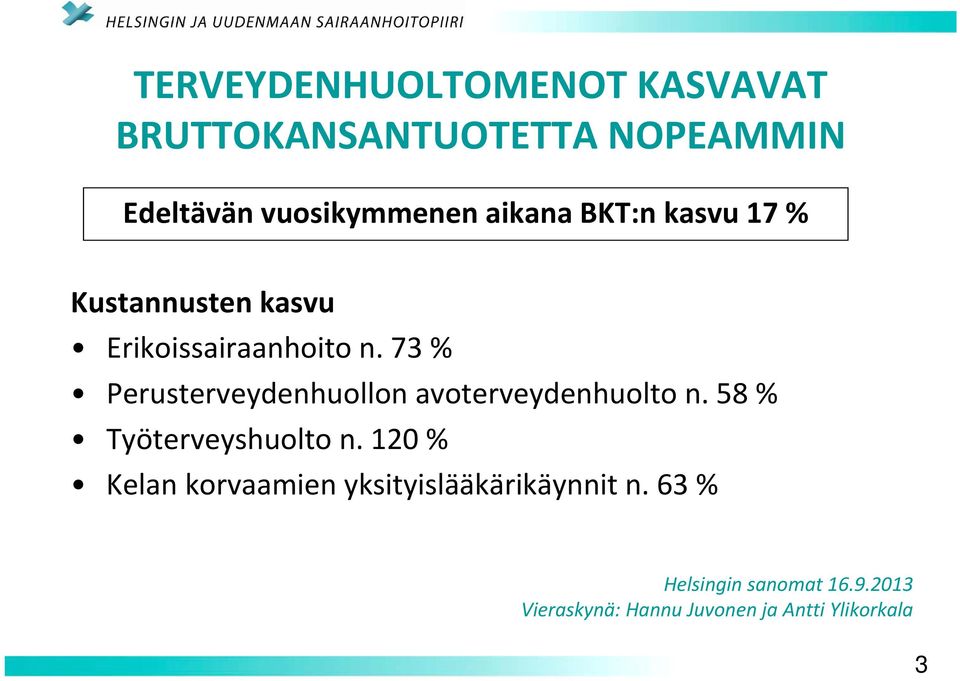 73 % Perusterveydenhuollon avoterveydenhuolto n. 58 % Työterveyshuolto n.