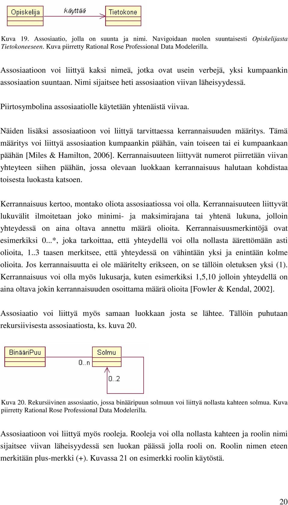 Piirtosymbolina assosiaatiolle käytetään yhtenäistä viivaa. Näiden lisäksi assosiaatioon voi liittyä tarvittaessa kerrannaisuuden määritys.