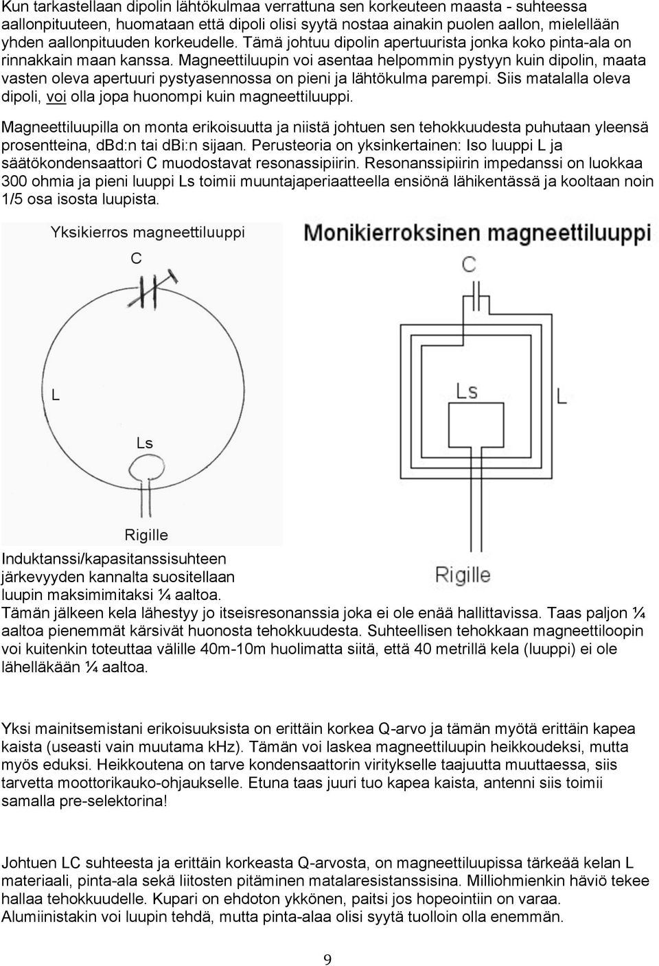 Magneettiluupin voi asentaa helpommin pystyyn kuin dipolin, maata vasten oleva apertuuri pystyasennossa on pieni ja lähtökulma parempi.