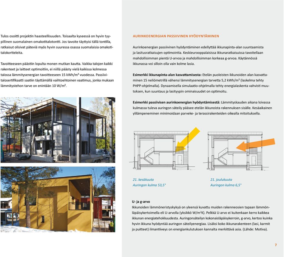 Vaikka talojen kaikki rakenteet ja laitteet optimoitiin, ei niillä päästy vielä kaikissa kolmessa talossa lämmitysenergian tavoitteeseen 15 kwh/m² vuodessa.