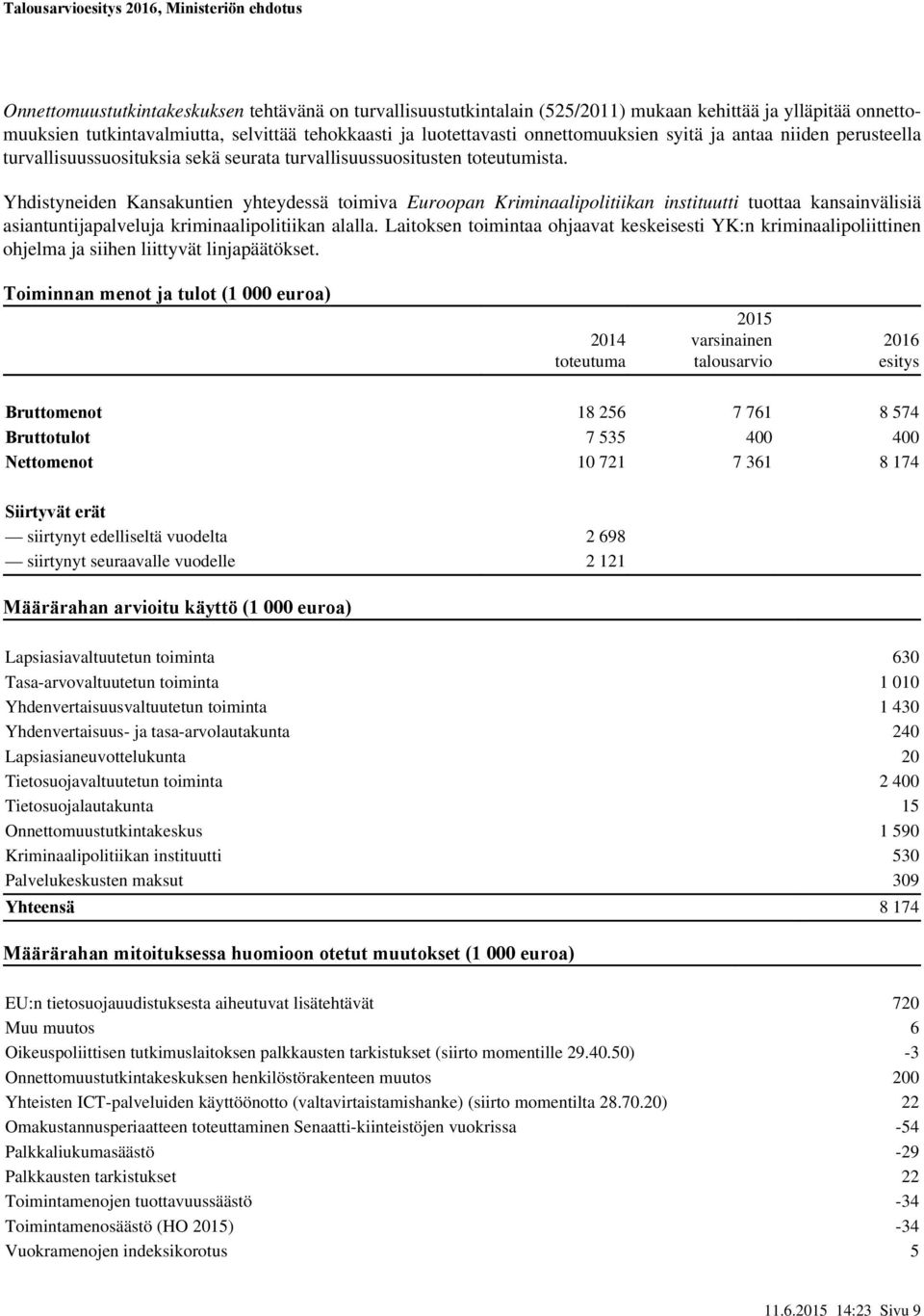 Yhdistyneiden Kansakuntien yhteydessä toimiva Euroopan Kriminaalipolitiikan instituutti tuottaa kansainvälisiä asiantuntijapalveluja kriminaalipolitiikan alalla.