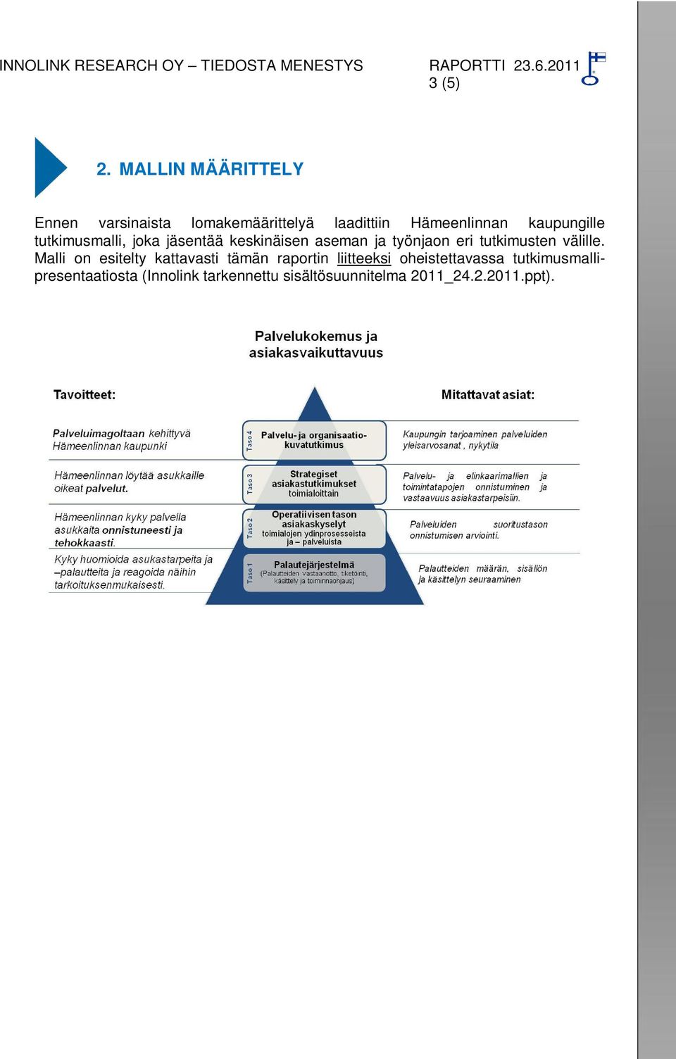 tutkimusmalli, joka jäsentää keskinäisen aseman ja työnjaon eri tutkimusten välille.