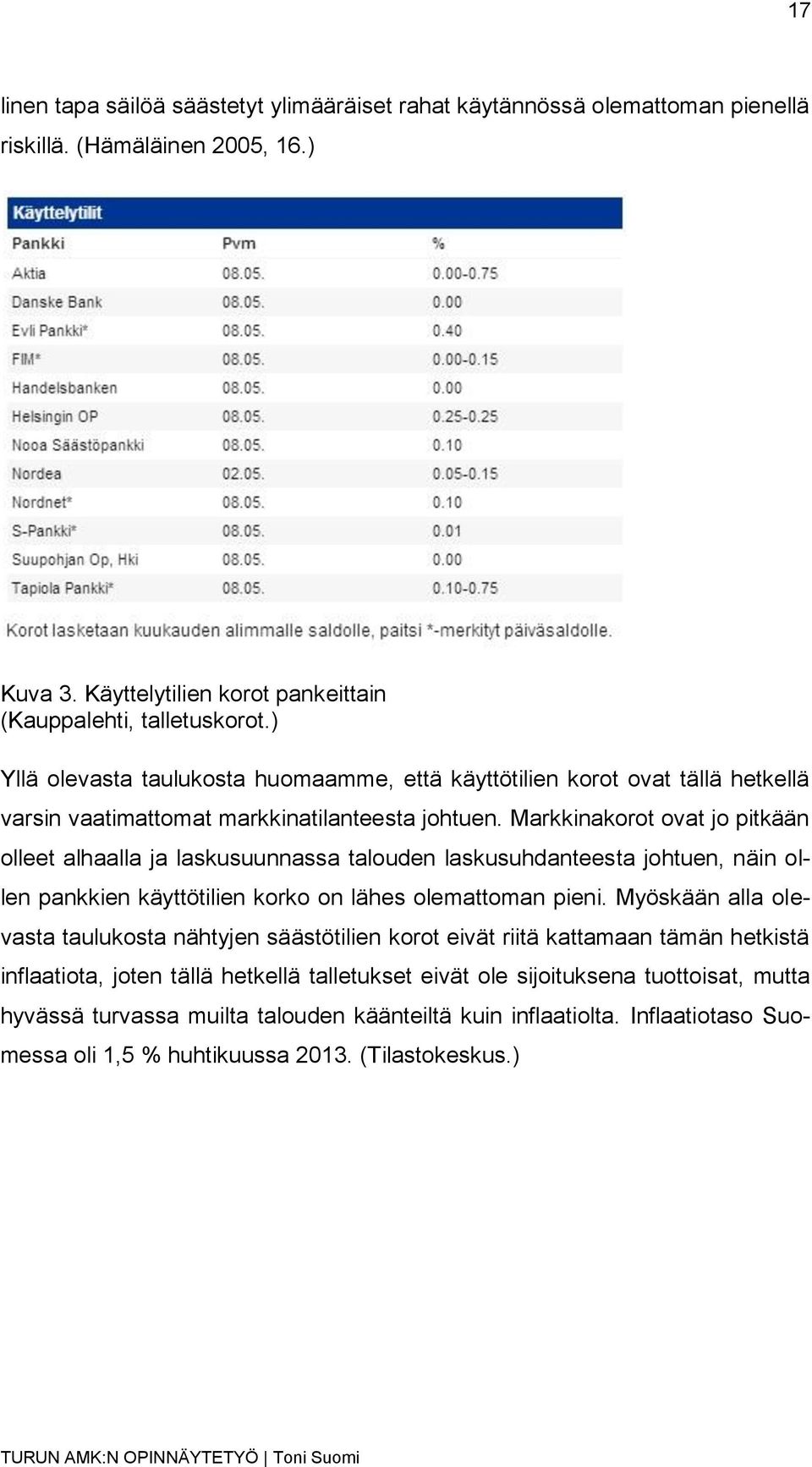 Markkinakorot ovat jo pitkään olleet alhaalla ja laskusuunnassa talouden laskusuhdanteesta johtuen, näin ollen pankkien käyttötilien korko on lähes olemattoman pieni.