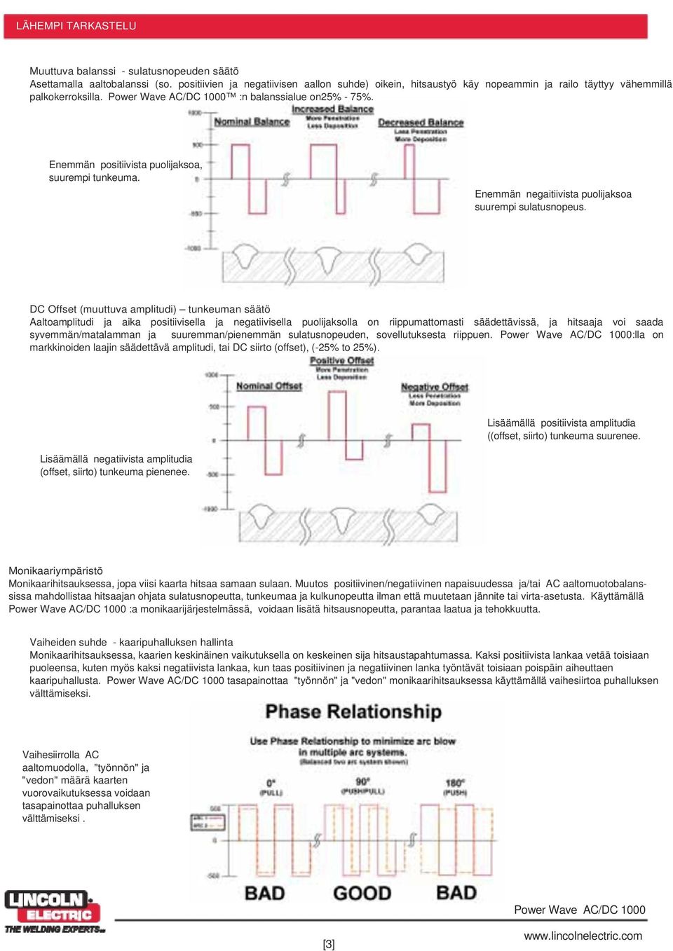 Enemmän positiivista puolijaksoa, suurempi tunkeuma. Enemmän negaitiivista puolijaksoa suurempi sulatusnopeus.