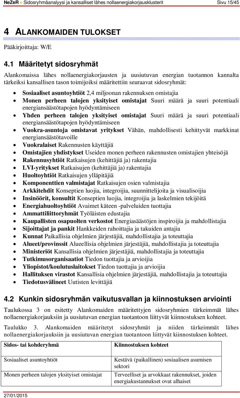 asuntoyhtiöt 2,4 miljoonan rakennuksen omistajia Monen perheen talojen yksityiset omistajat Suuri määrä ja suuri potentiaali energiansäästötapojen hyödyntämiseen Yhden perheen talojen yksityiset