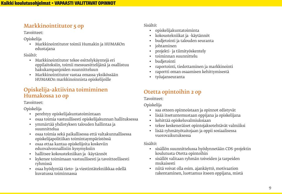 opiskelijakuntatoimintaan osaa toimia vastuullisesti opiskelijakunnan hallituksessa ymmärtää yhdistyksen talouden hallintaa ja suunnittelua osaa toimia sekä paikallisessa että valtakunnallisessa
