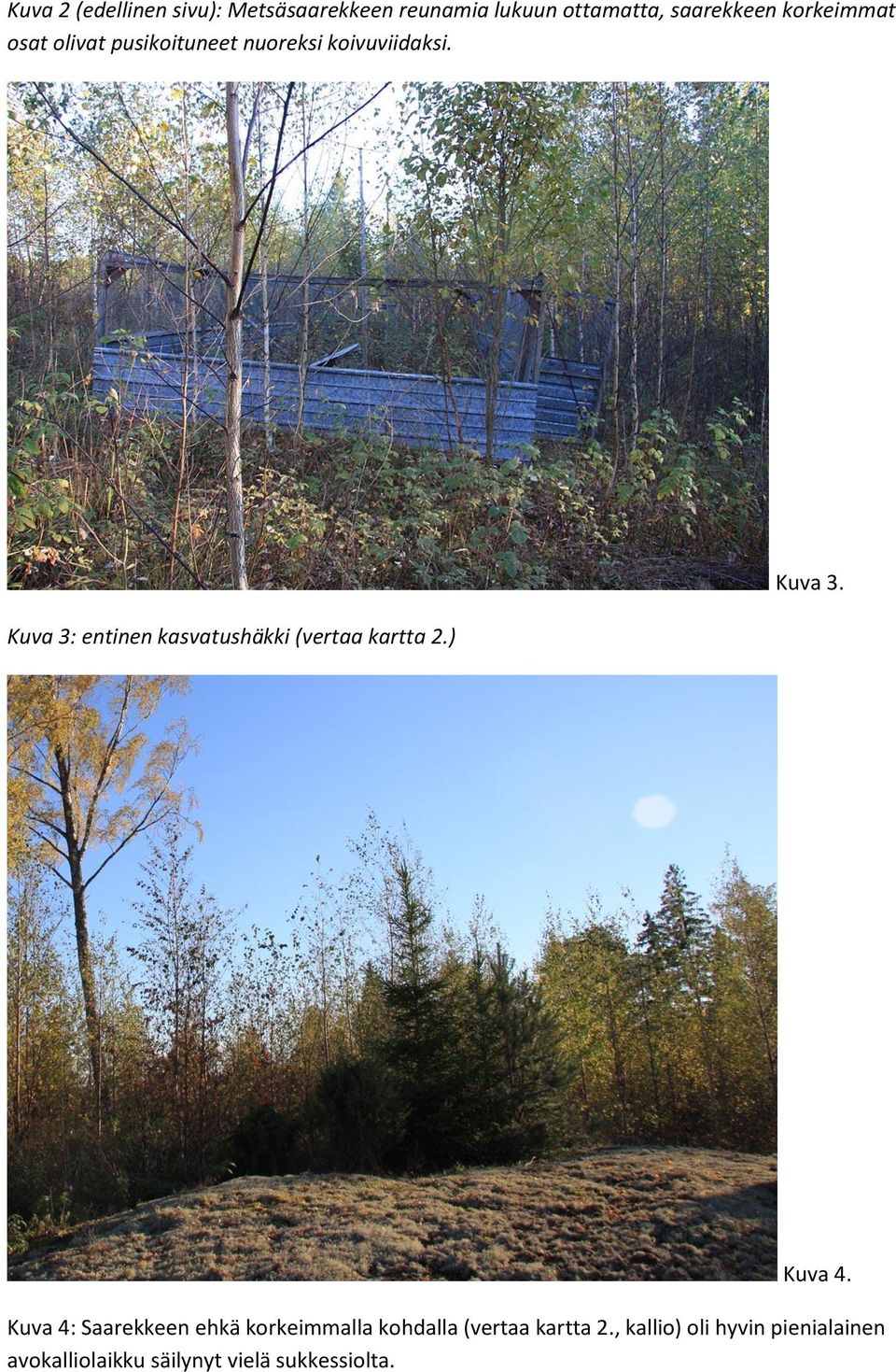 Kuva 3: entinen kasvatushäkki (vertaa kartta 2.) Kuva 3. Kuva 4.