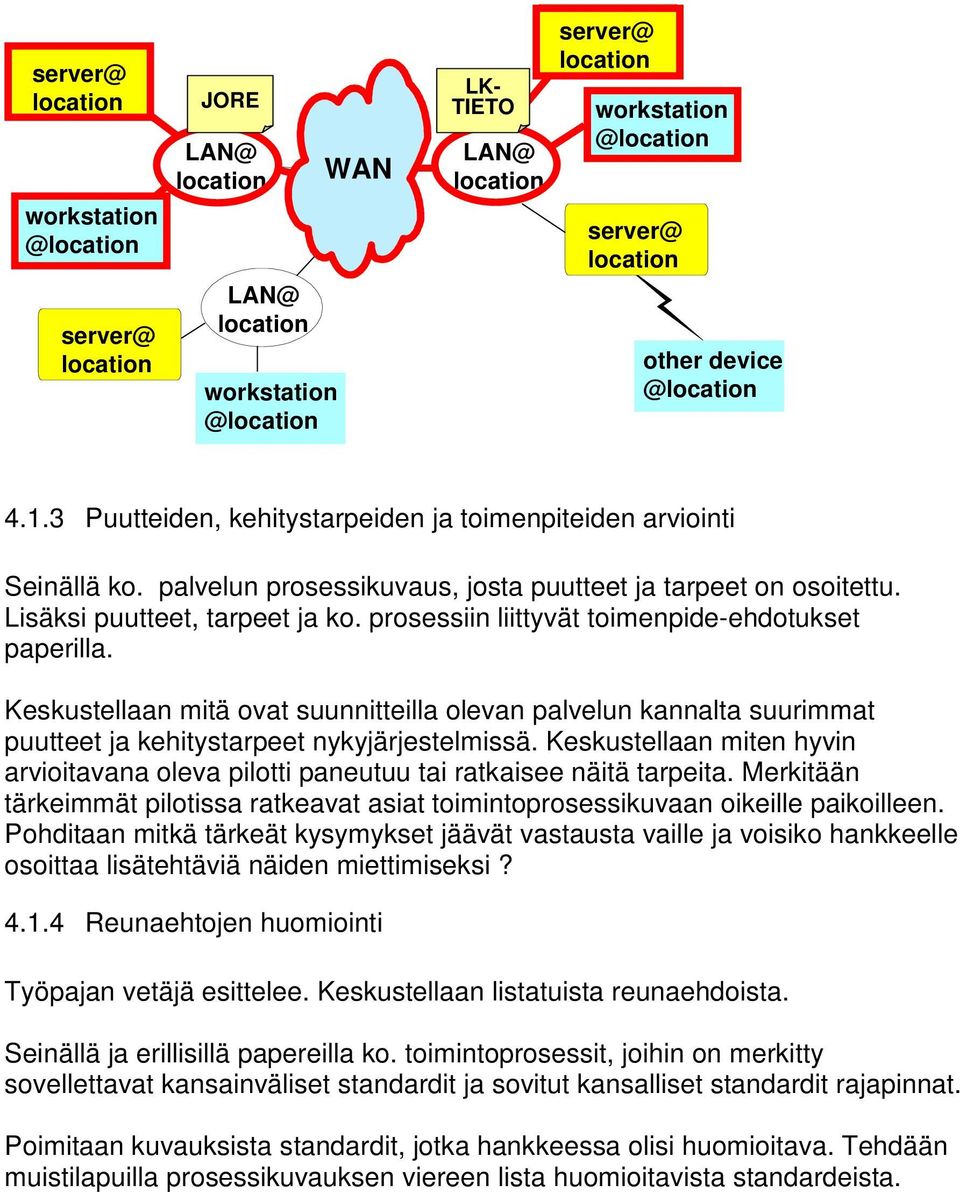 Keskustellaan mitä ovat suunnitteilla olevan palvelun kannalta suurimmat puutteet ja kehitystarpeet nykyjärjestelmissä.