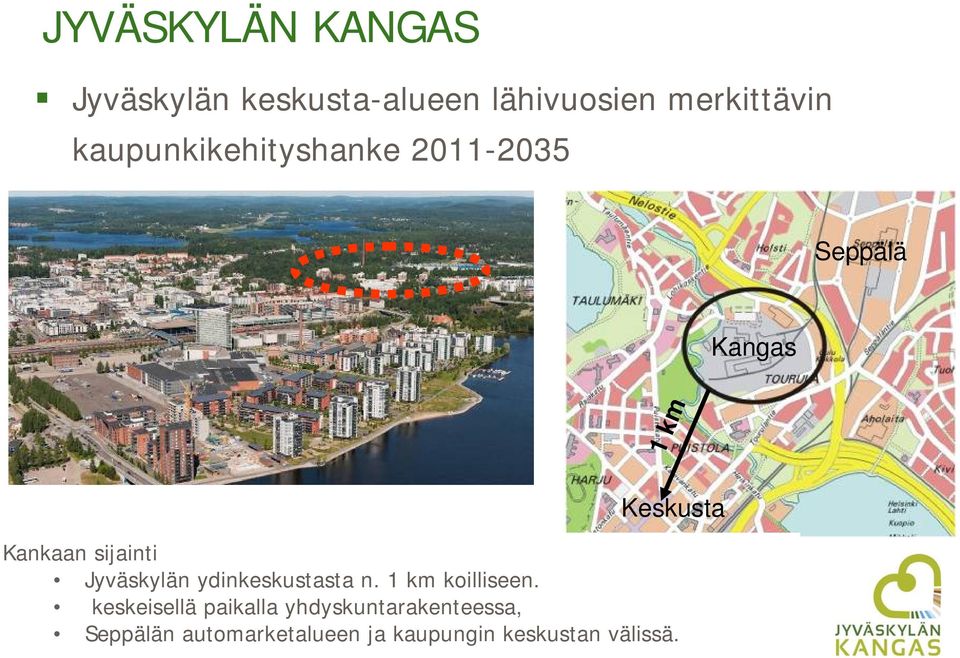 sijainti Jyväskylän ydinkeskustasta n. 1 km koilliseen.