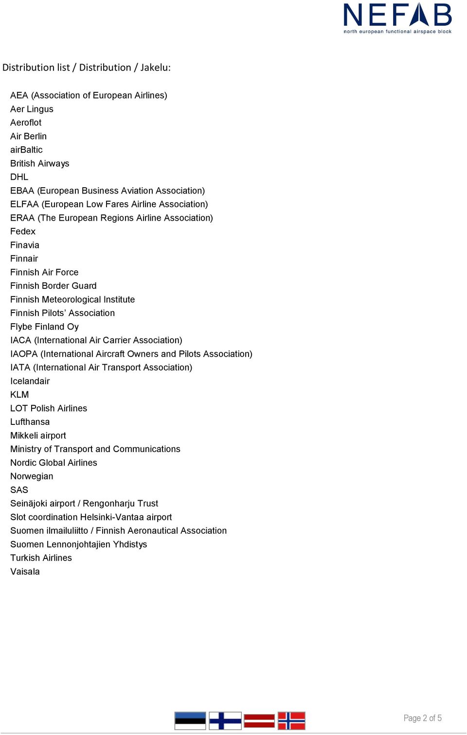 Association Flybe Finland Oy IACA (International Air Carrier Association) IAOPA (International Aircraft Owners and Pilots Association) IATA (International Air Transport Association) Icelandair KLM