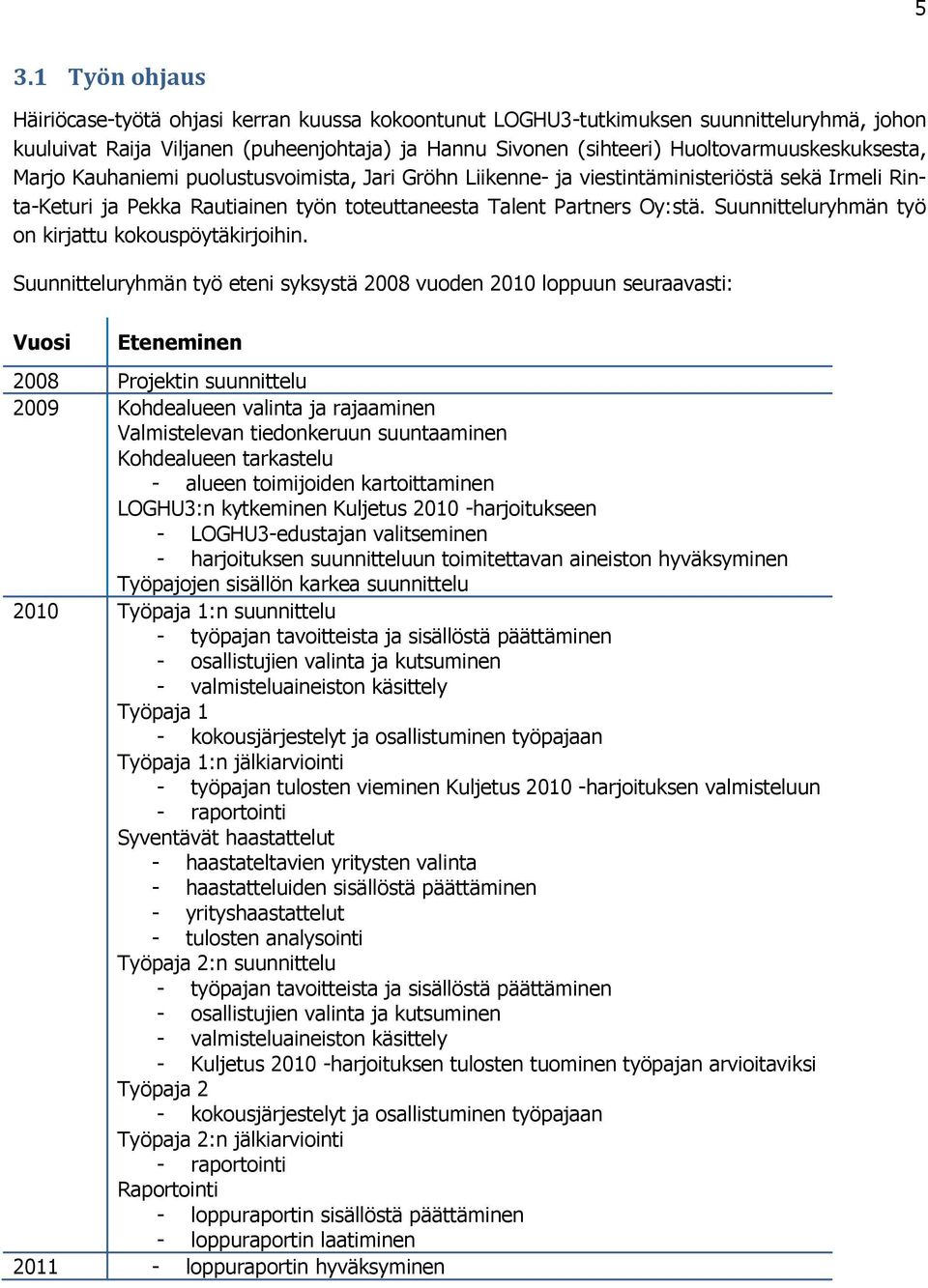 Suunnitteluryhmän työ on kirjattu kokouspöytäkirjoihin.