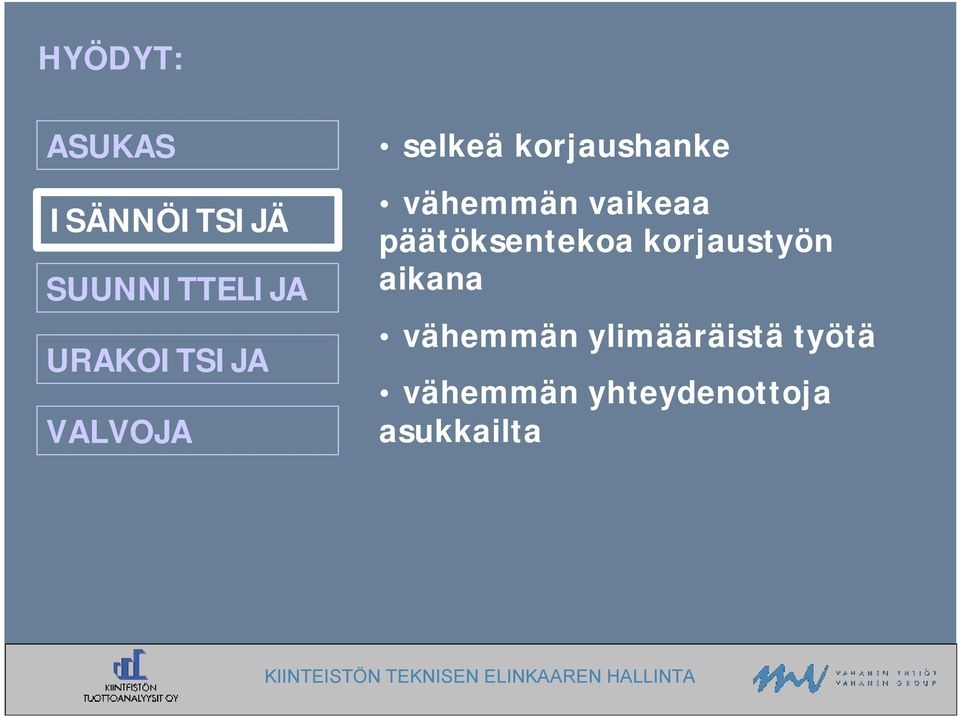 vaikeaa päätöksentekoa korjaustyön aikana