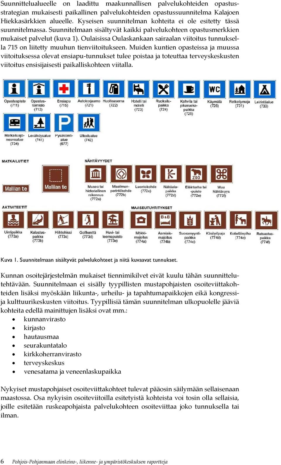 Oulaisissa Oulaskankaan sairaalan viitoitus tunnuksella 715 on liitetty muuhun tienviitoitukseen.