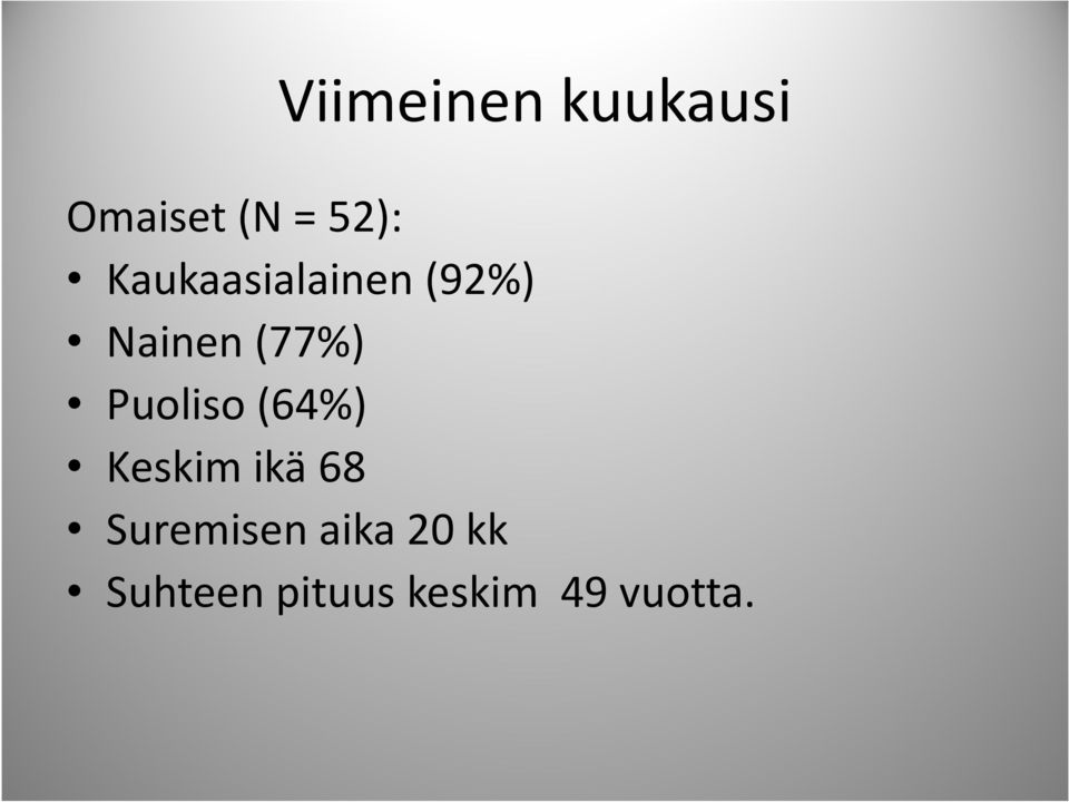 Puoliso (64%) Keskim ikä 68 Suremisen