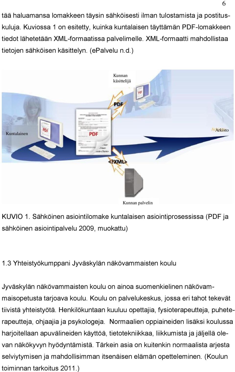 Sähköinen asiointilomake kuntalaisen asiointiprosessissa (PDF ja sähköinen asiointipalvelu 2009, muokattu) Kunnan palvelin 1.