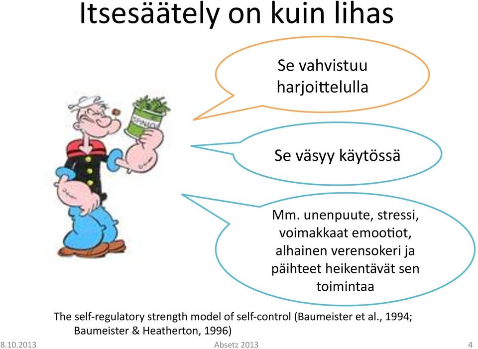 kieltäytymään asioista, jotka ovat minulle haitallisia * *Self- control Scale (Tangney, Baumeister & Boone, 2004, JOP) Ollila, H., Forsman, H., Absetz, P.