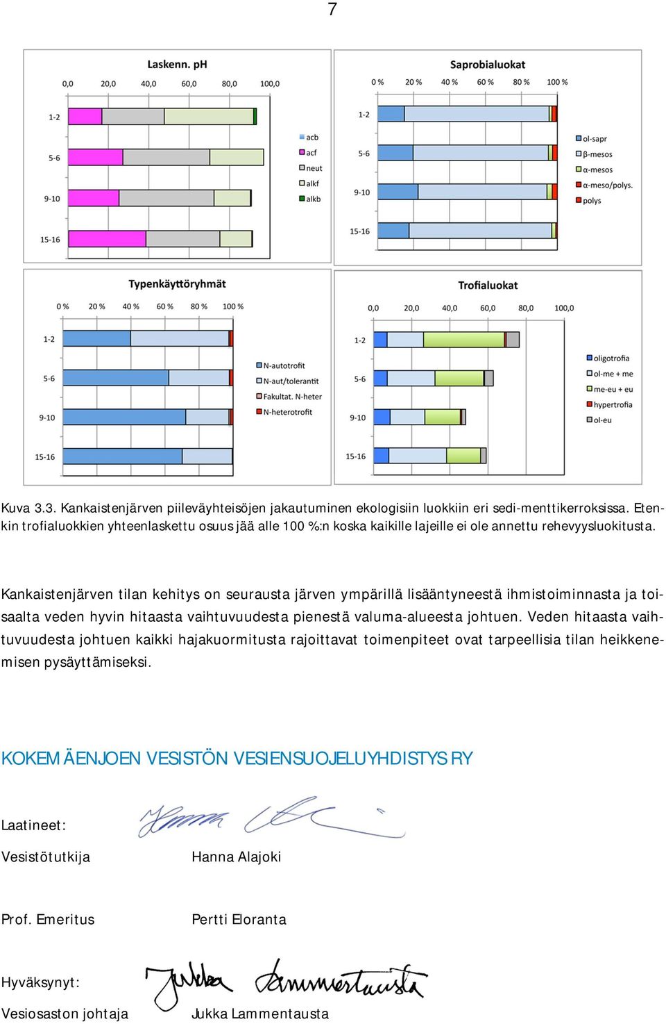 Kankaistenjärven tilan kehitys on seurausta järven ympärillä lisääntyneestä ihmistoiminnasta ja toisaalta veden hyvin hitaasta vaihtuvuudesta pienestä valuma-alueesta johtuen.