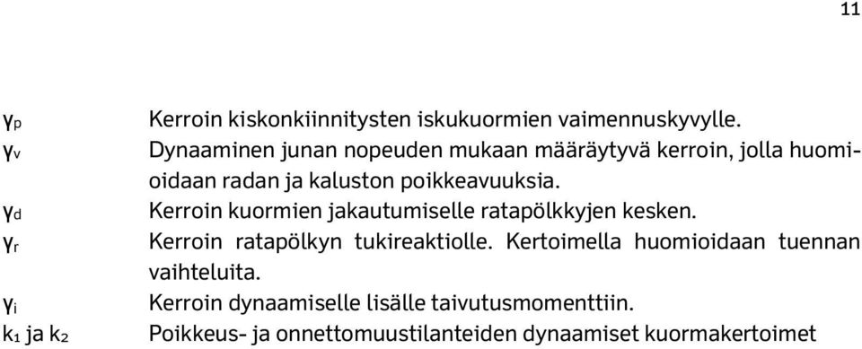 Kerroin kuormien jakautumiselle ratapölkkyjen kesken. Kerroin ratapölkyn tukireaktiolle.